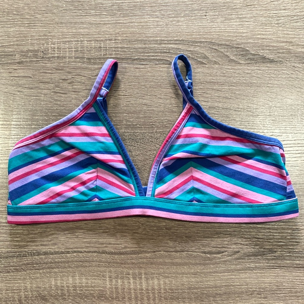 Arizona Body Cotton Unlined Triangle Bra - Blue Bambi Shelby Stripe - XXL